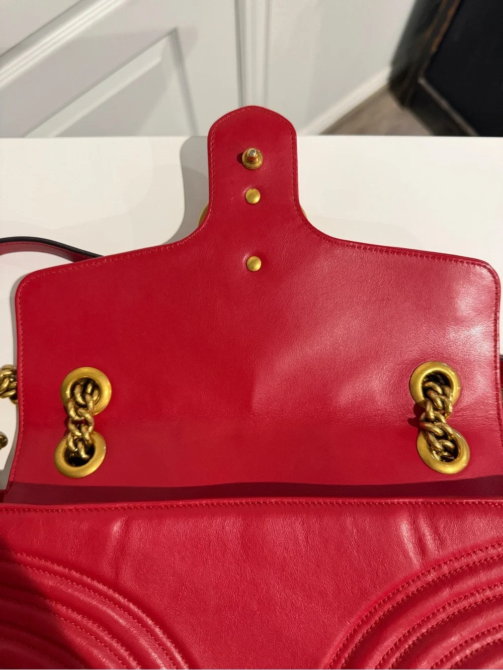 Gucci GG Marmont Small Matelassé Shoulder Bag – Red Leather